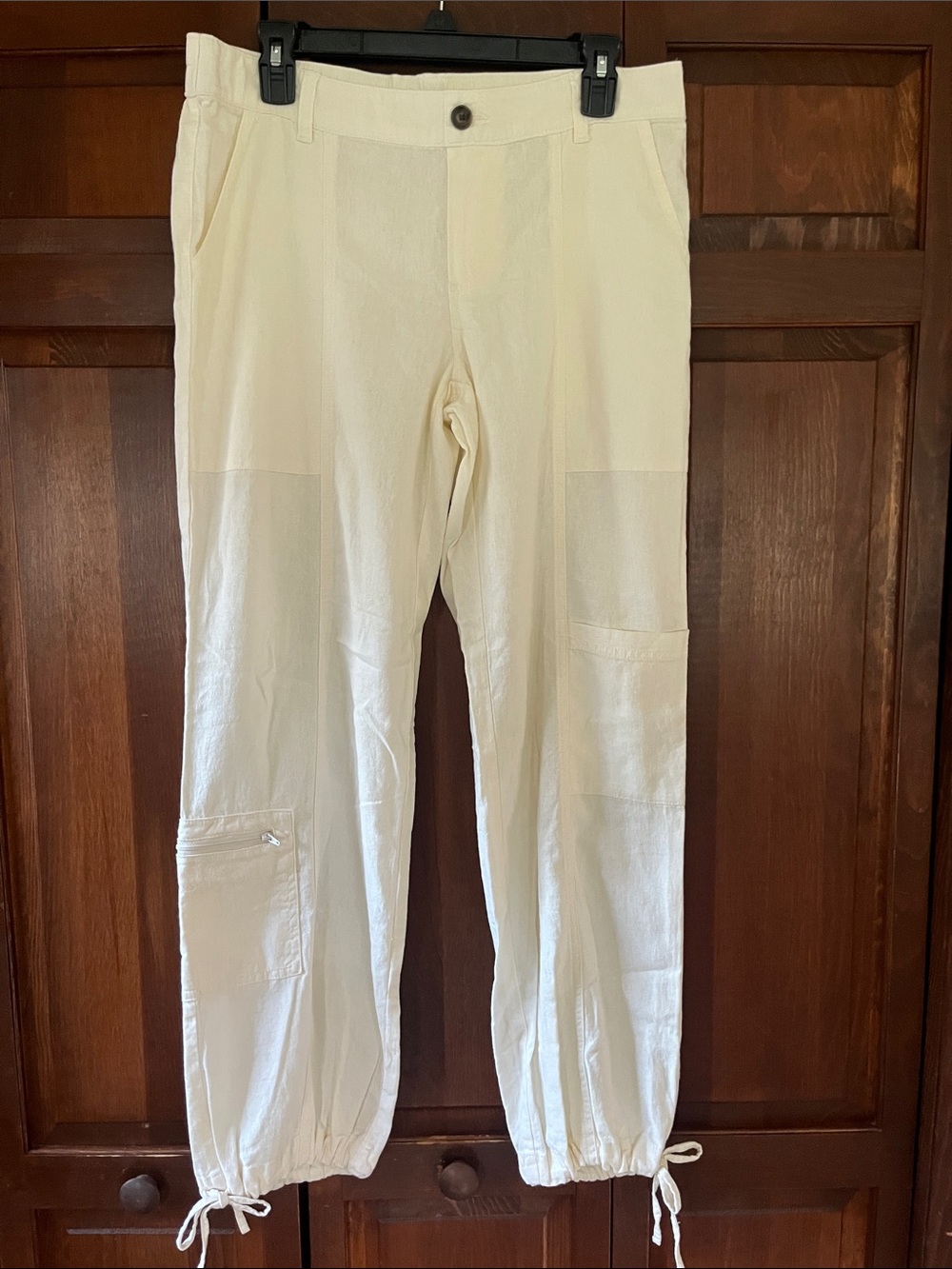Sincerely Jules Cream Utility Cargo Pants with Drawstring Hem